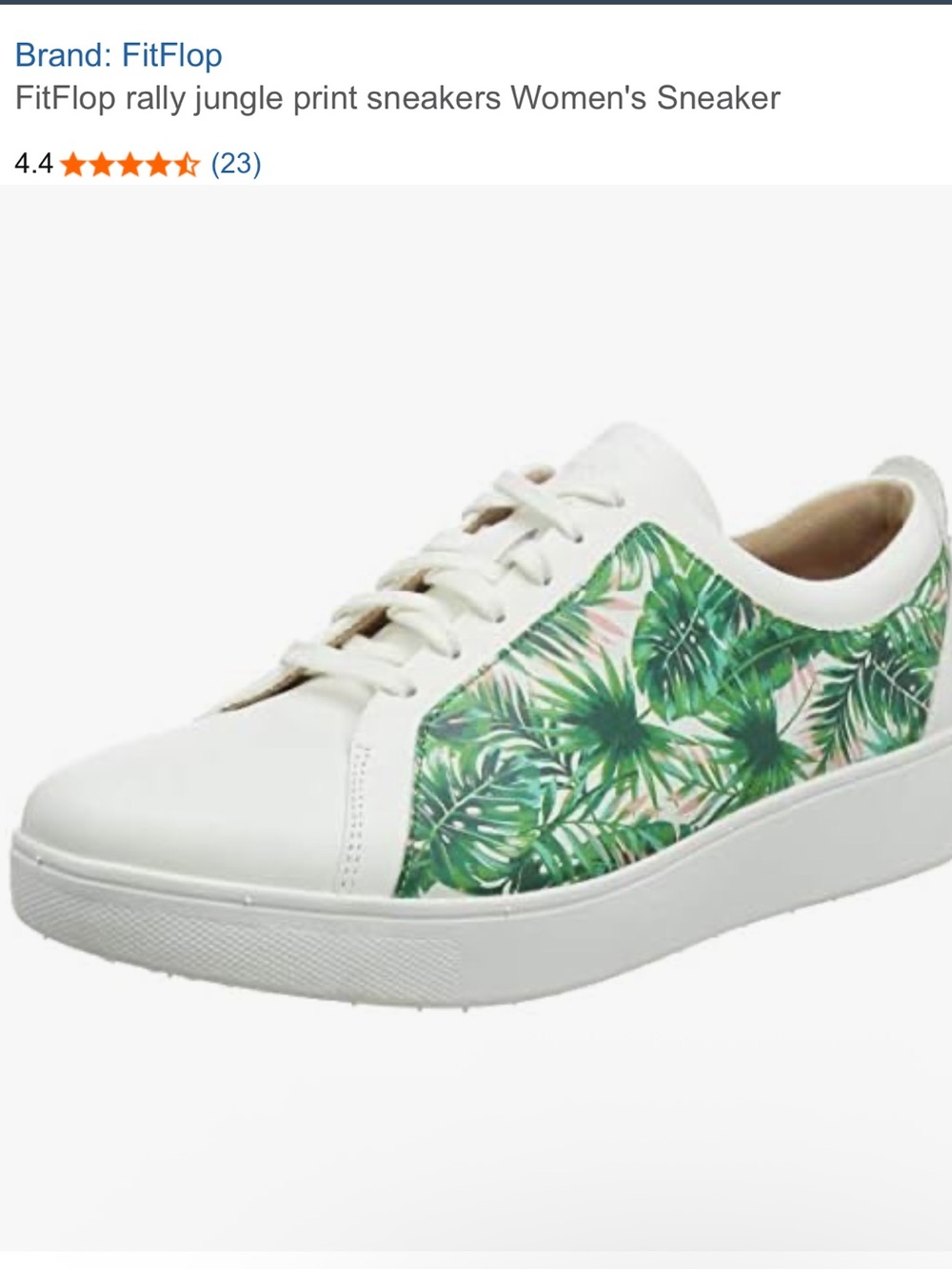 FitFlop White Sneakers with Green Tropical Leaf Print